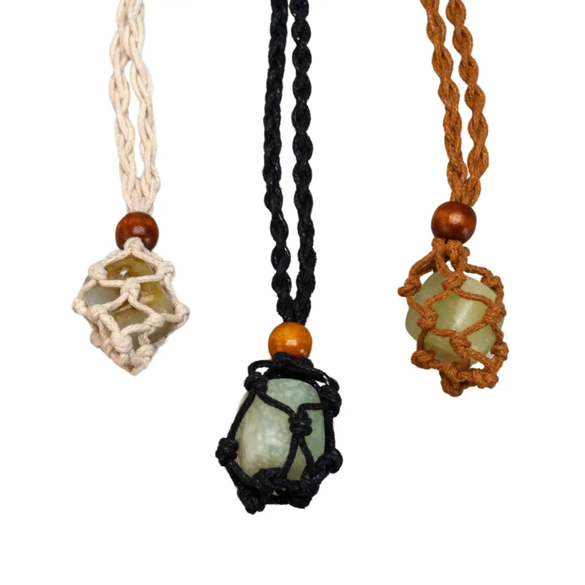 Adjustable Macrame Crystal Holder Necklace