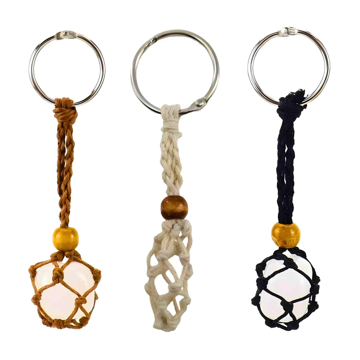 Adjustable Macrame Crystal Holder Keychain