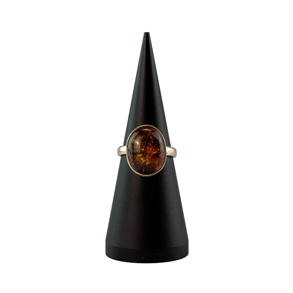 Oval Amber Ring Sterling Silver