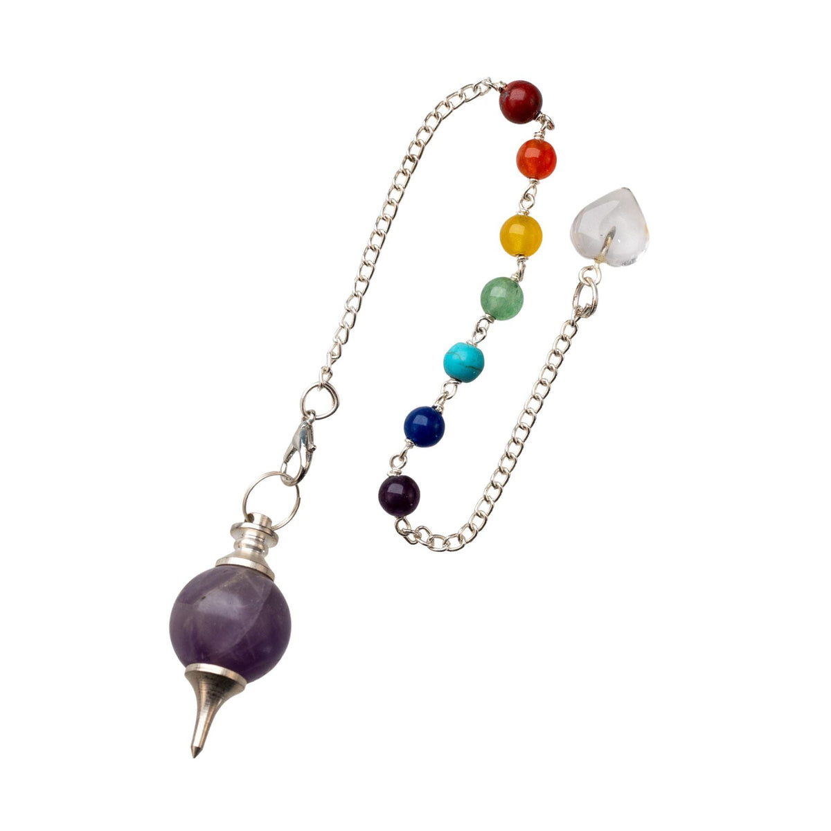 Amethyst Sephoroton Pendulum with 7 Chakra Stones