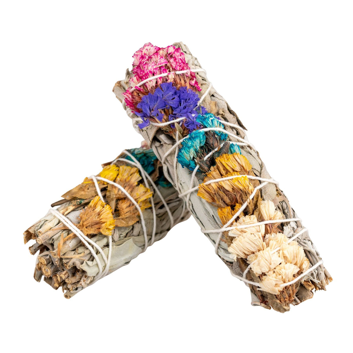 White Sage with Assorted Flowers Smudge Stick