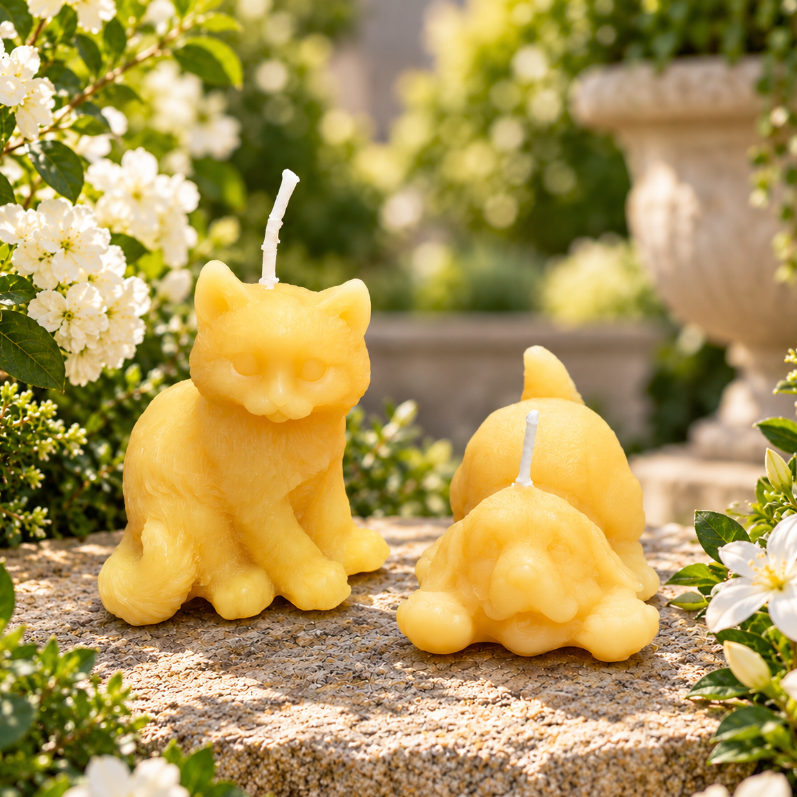 Kitten and Puppy Buddies Beeswax Candle Set