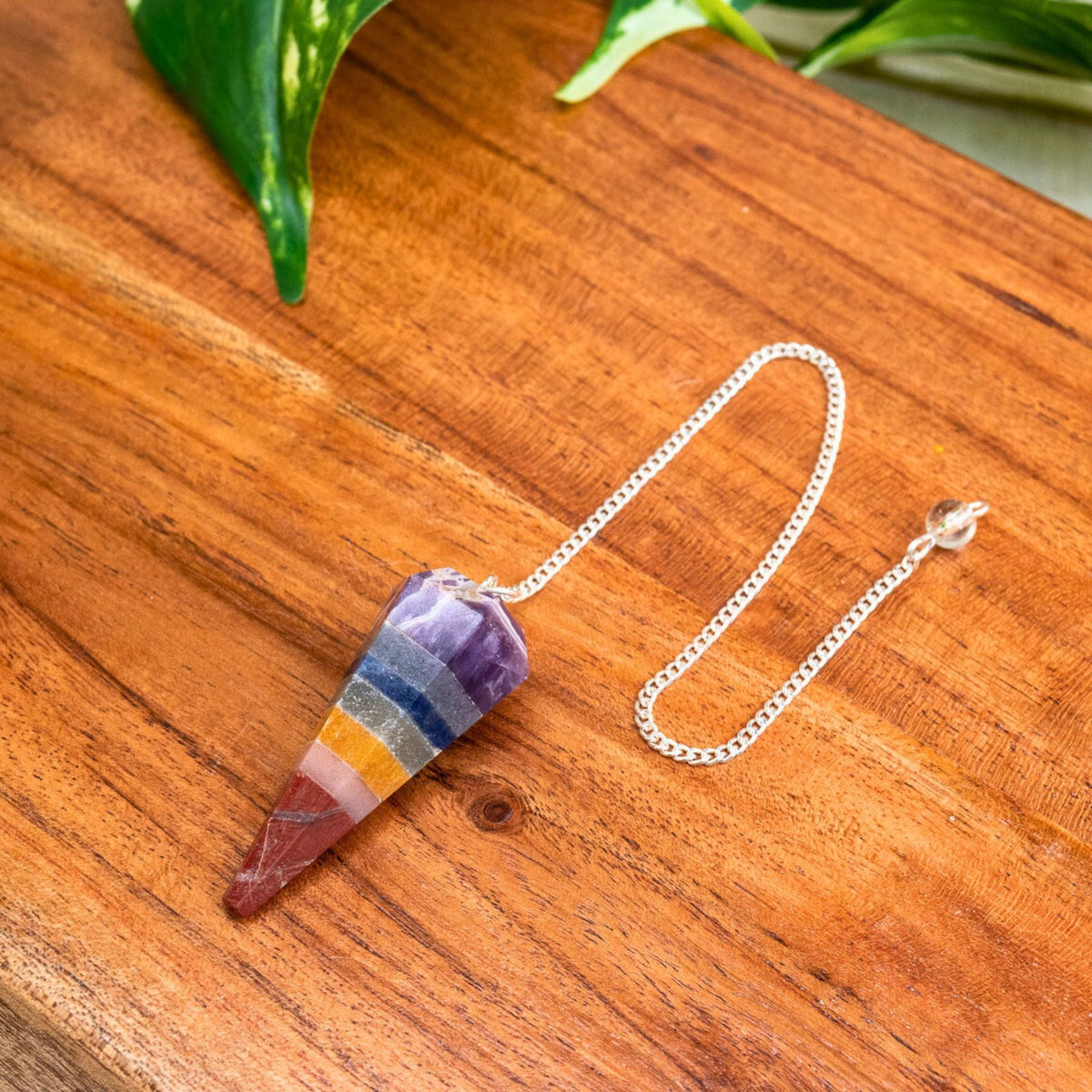 7 Chakra Faceted Pendulum