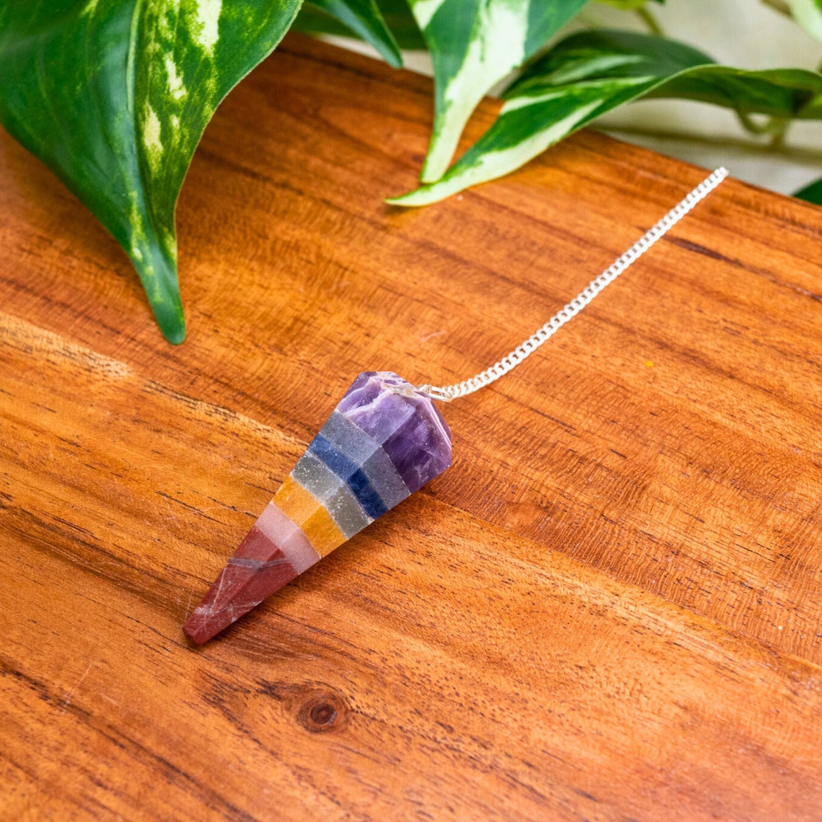 7 Chakra Faceted Pendulum