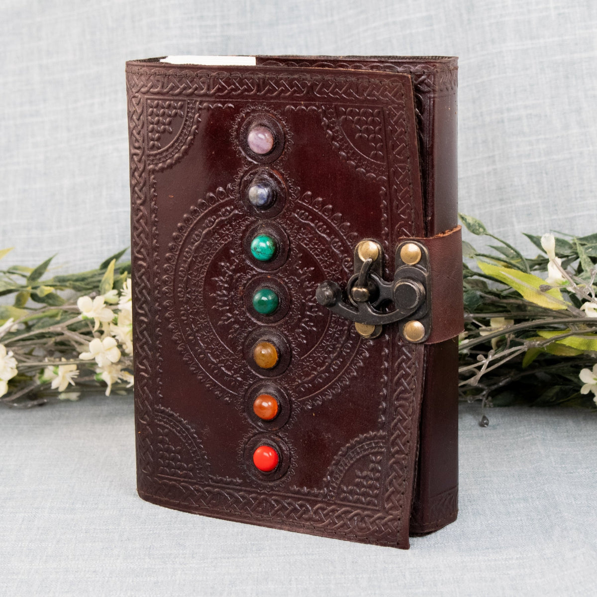 7 Chakra Stone Leather Journal
