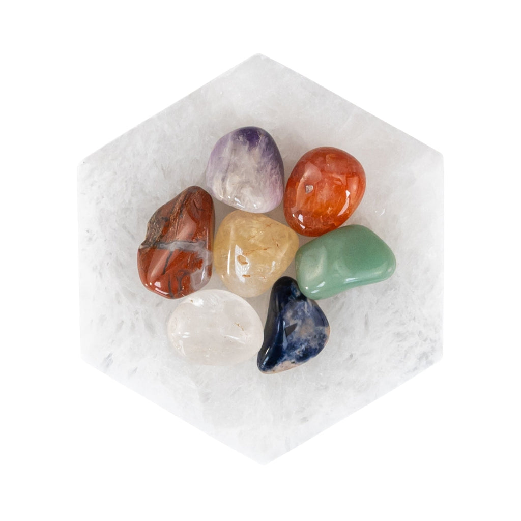 Chakra Stone Set With Hexagon Charging Plate