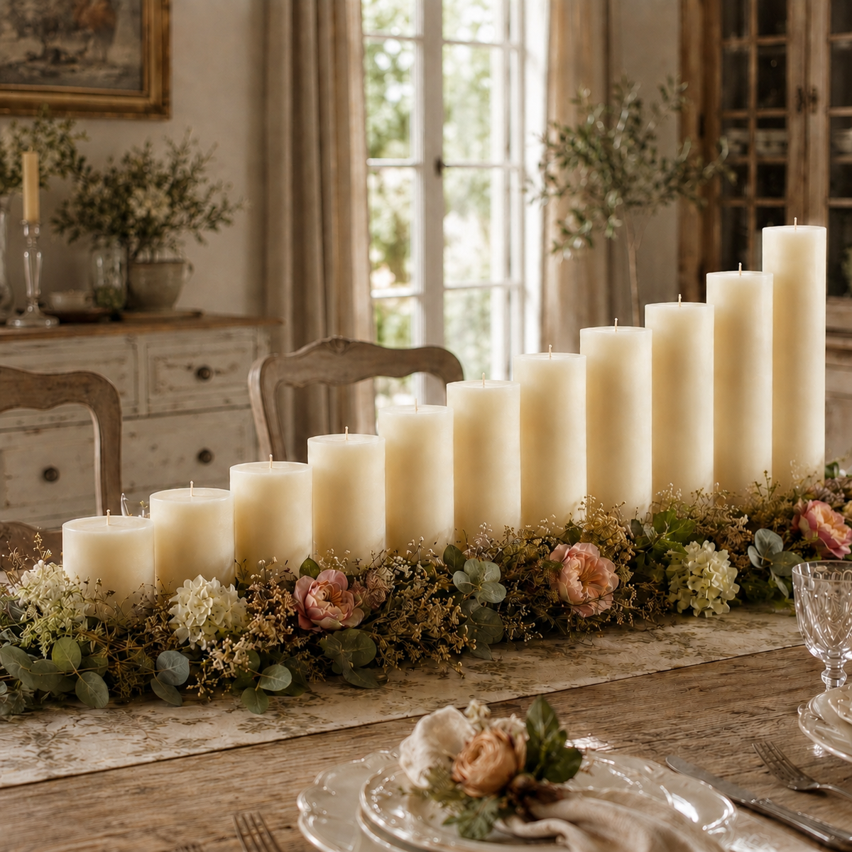 3x5 Inch White Beeswax Pillar Candle
