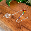 Clear Quartz Sephoroton Pendulum with 7 Chakra Stones