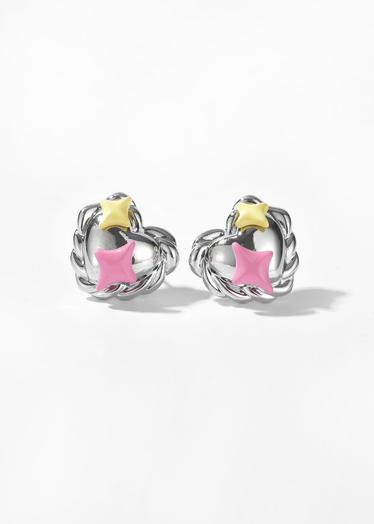 Stellar Silver Heart Stud Earrings