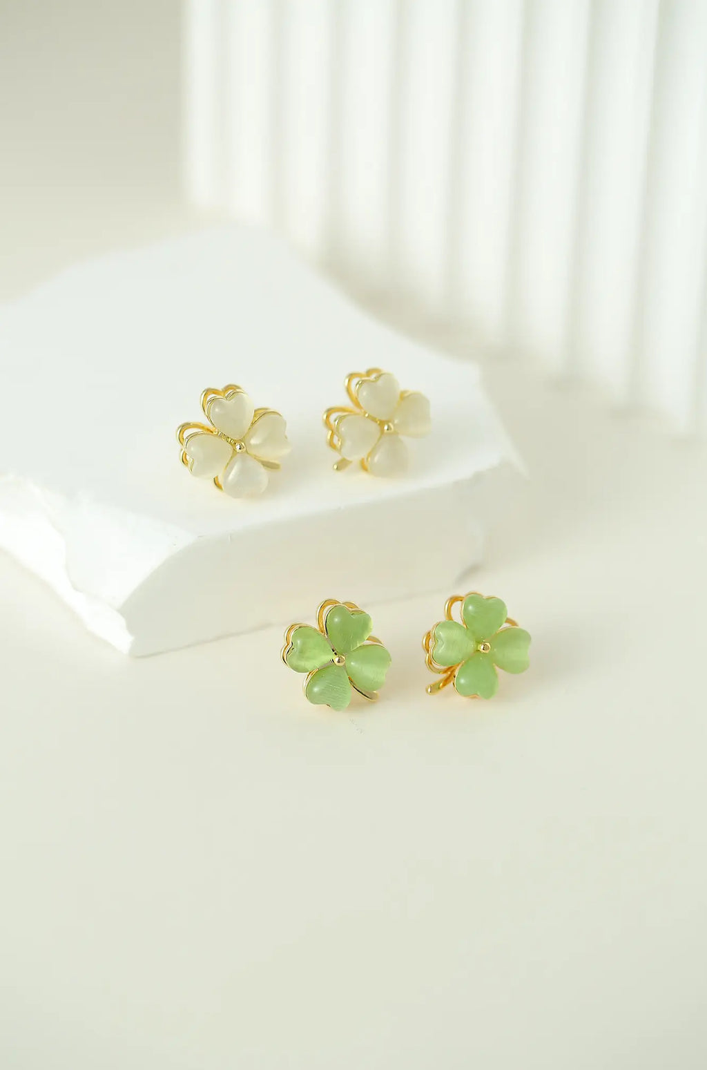 Opal Clover Earrings Studs