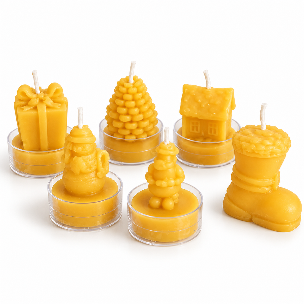 Christmas Beeswax Tealight Candle Set of 6