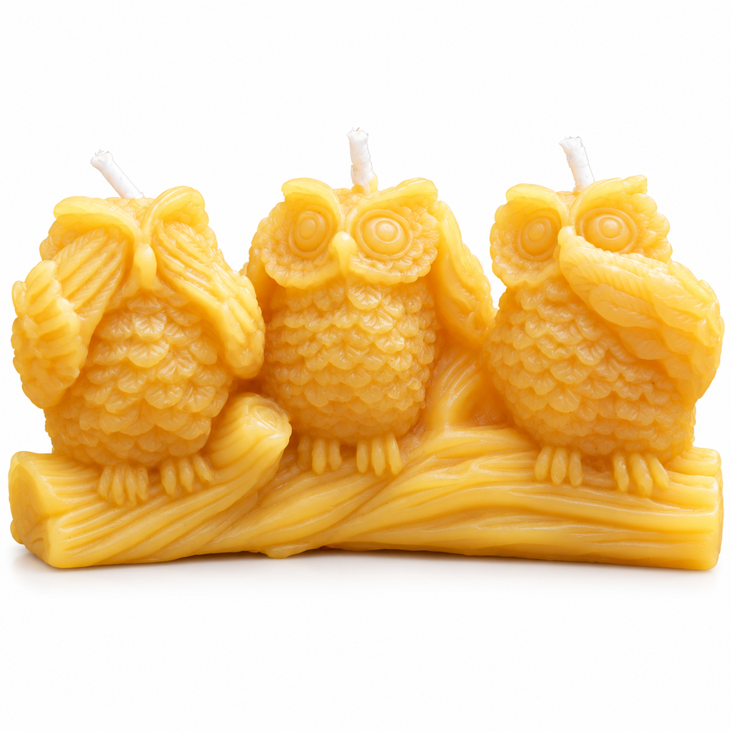 Three Wise Owls Beeswax Candles