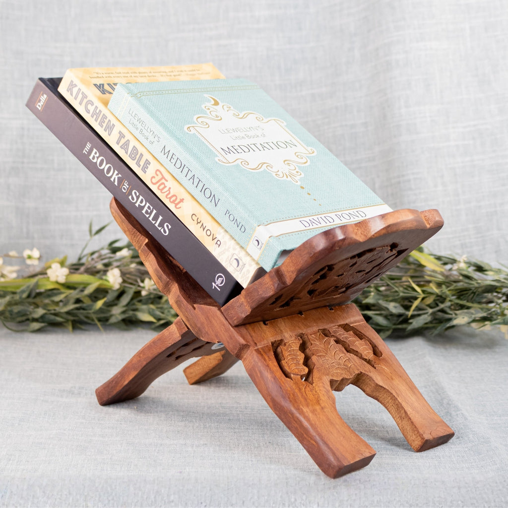 Hand Carved Wooden Book Holder