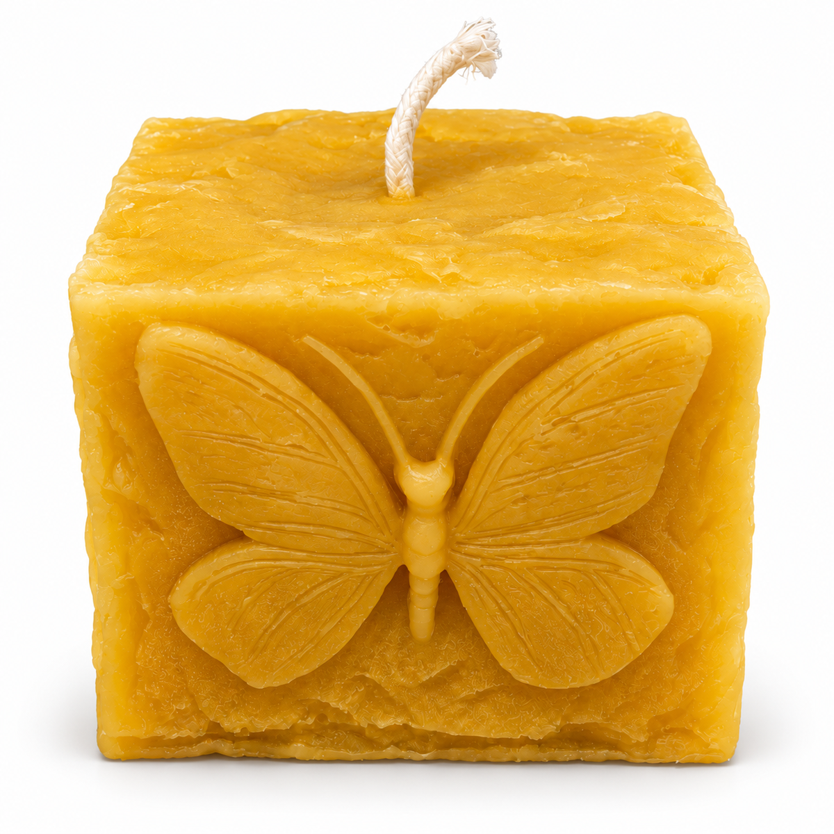 Square Butterfly Beeswax Pillar Candle
