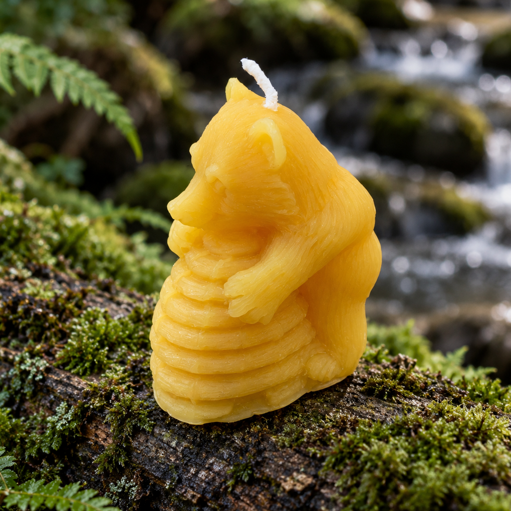 Baby Bear Hugging Beehive Candle