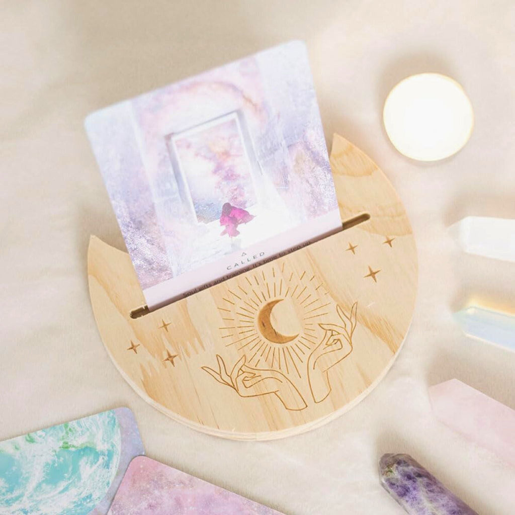 Mystical Hands Crescent Moon Tarot Card Holder