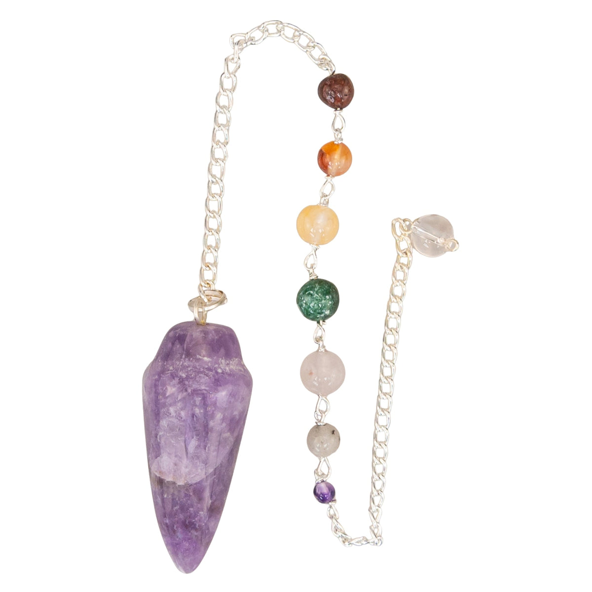 Amethyst Curved Pendulum with 7 Chakra Stones