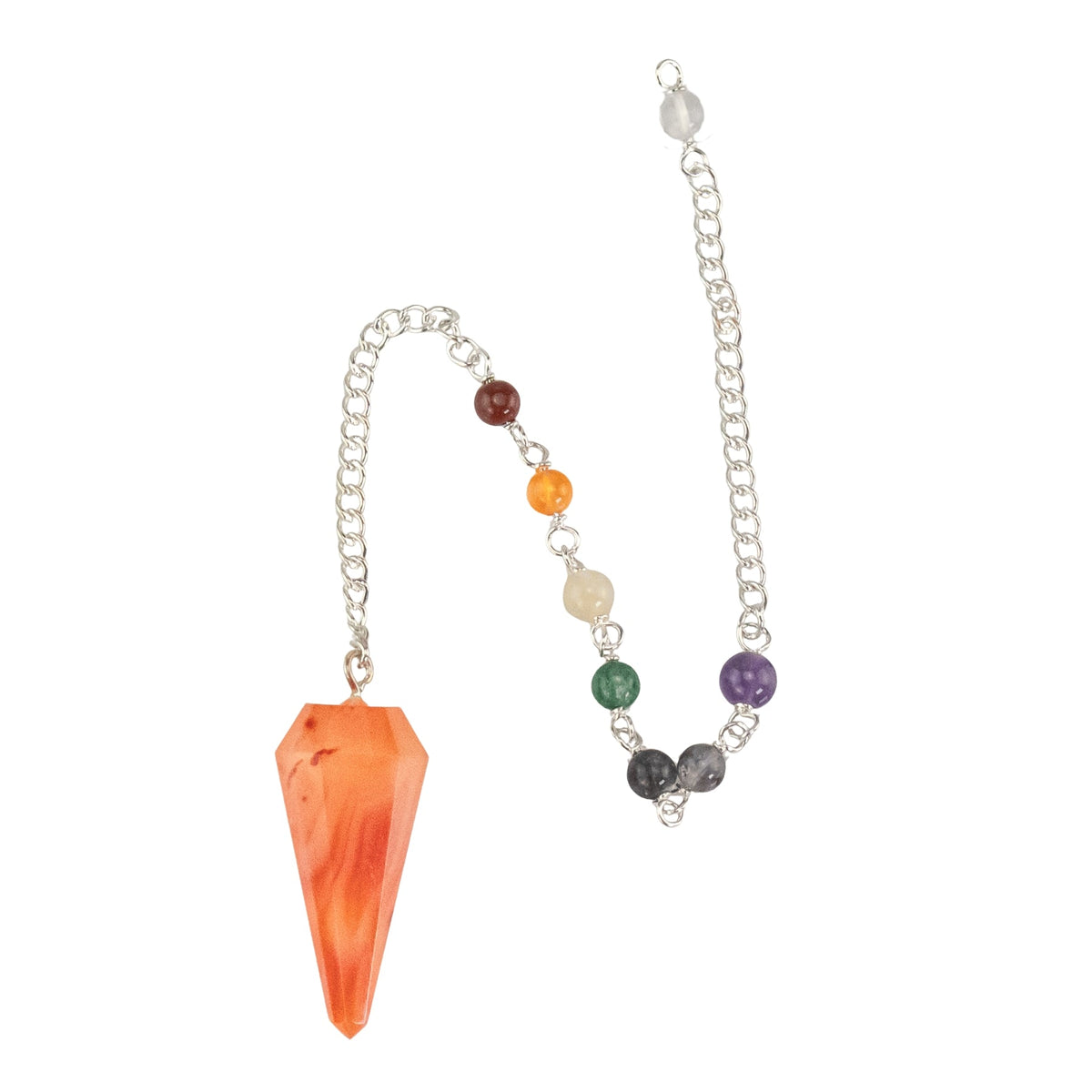 7 Chakra Faceted Carnelian Pendulum