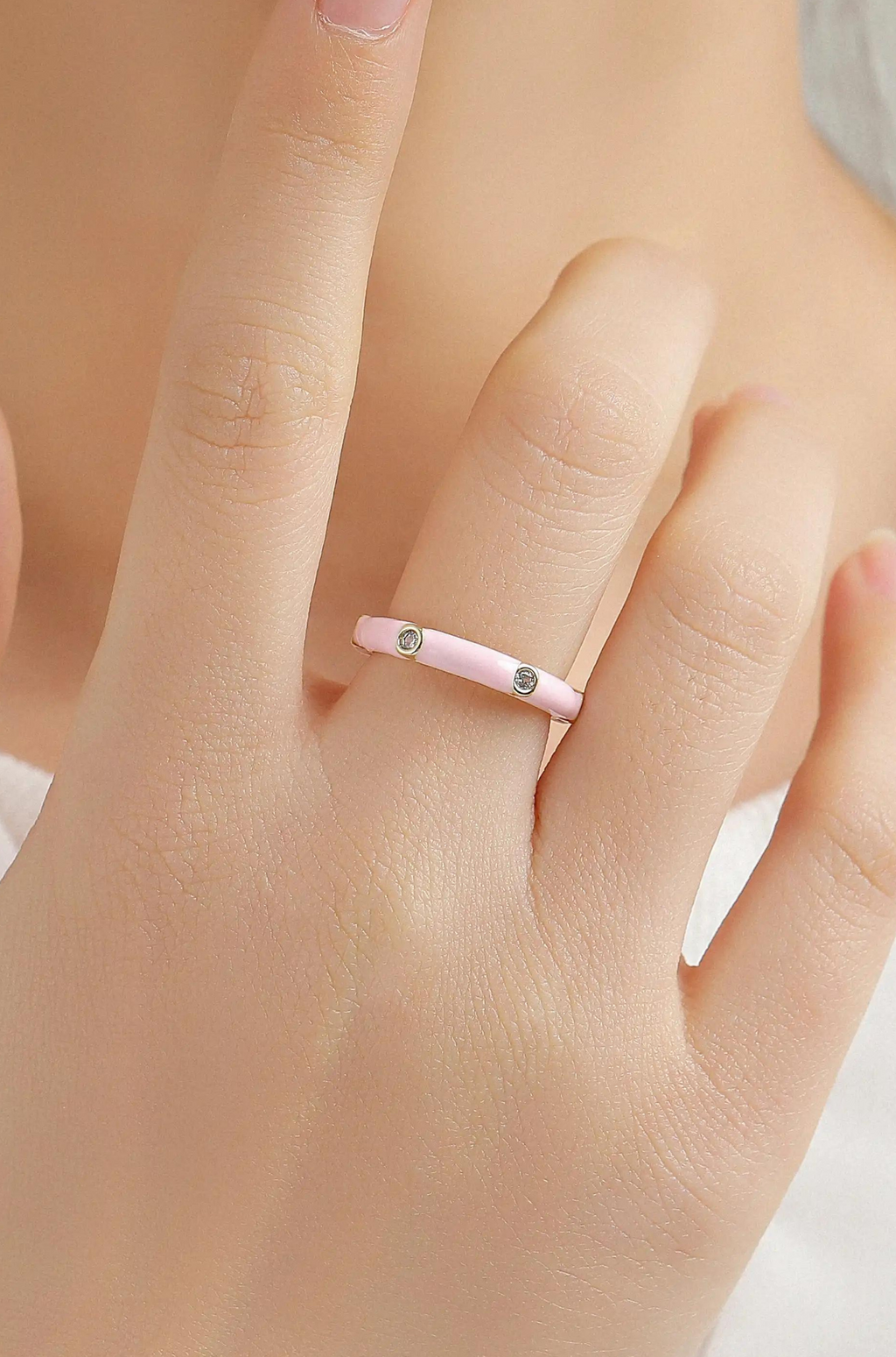 Pink Enamel Ring
