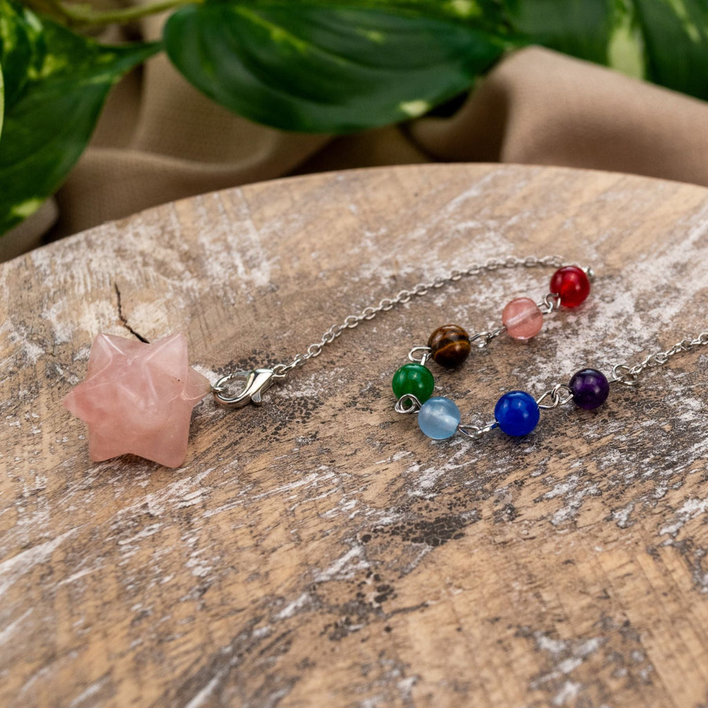 Crystal Merkaba Pendulum with Chakra Stones
