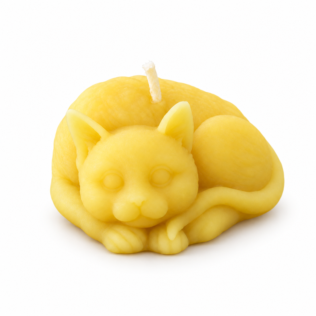 Sleepy Cat Beeswax Candle