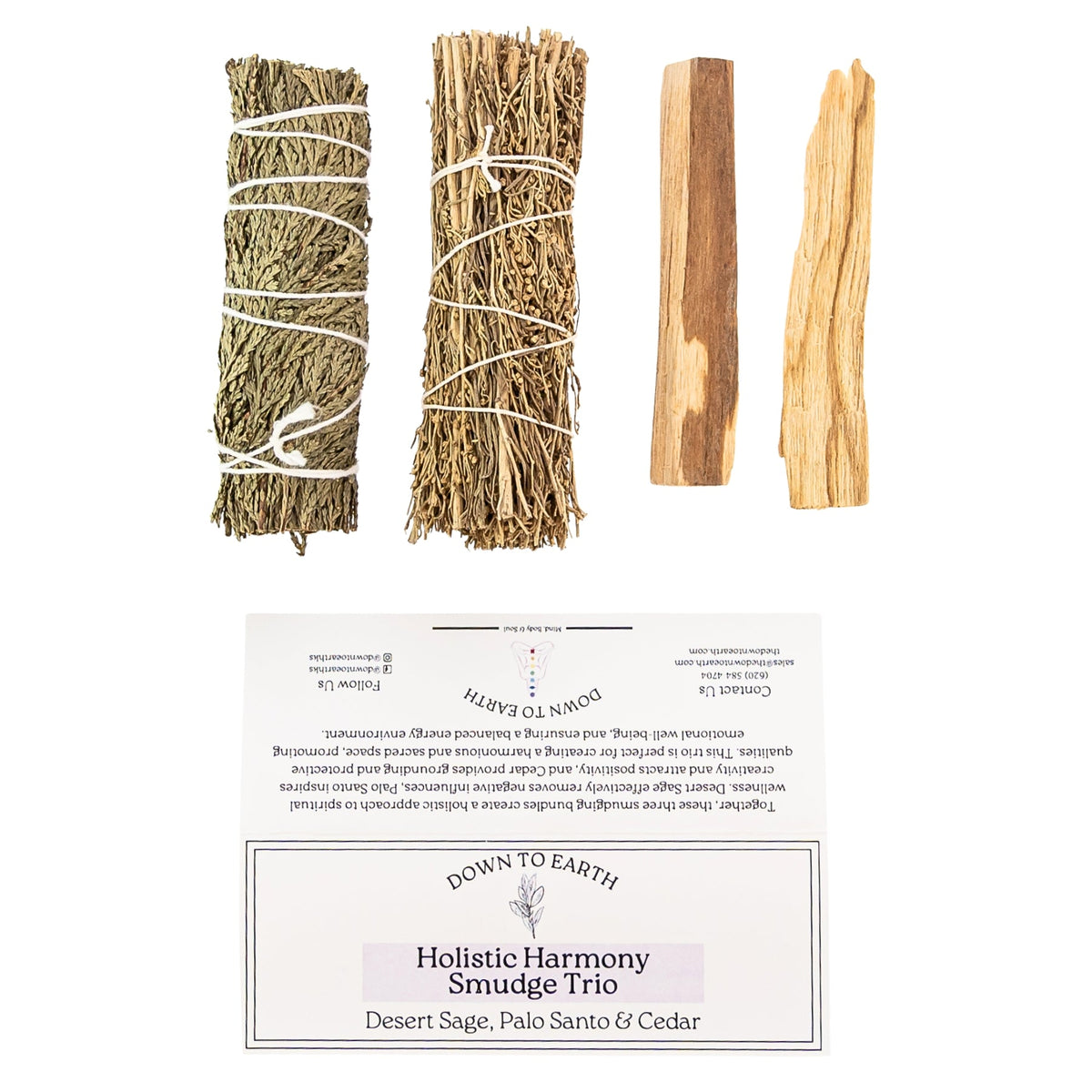 Holistic Harmony Smudging Trio: Desert Sage, Palo Santo & Cedar