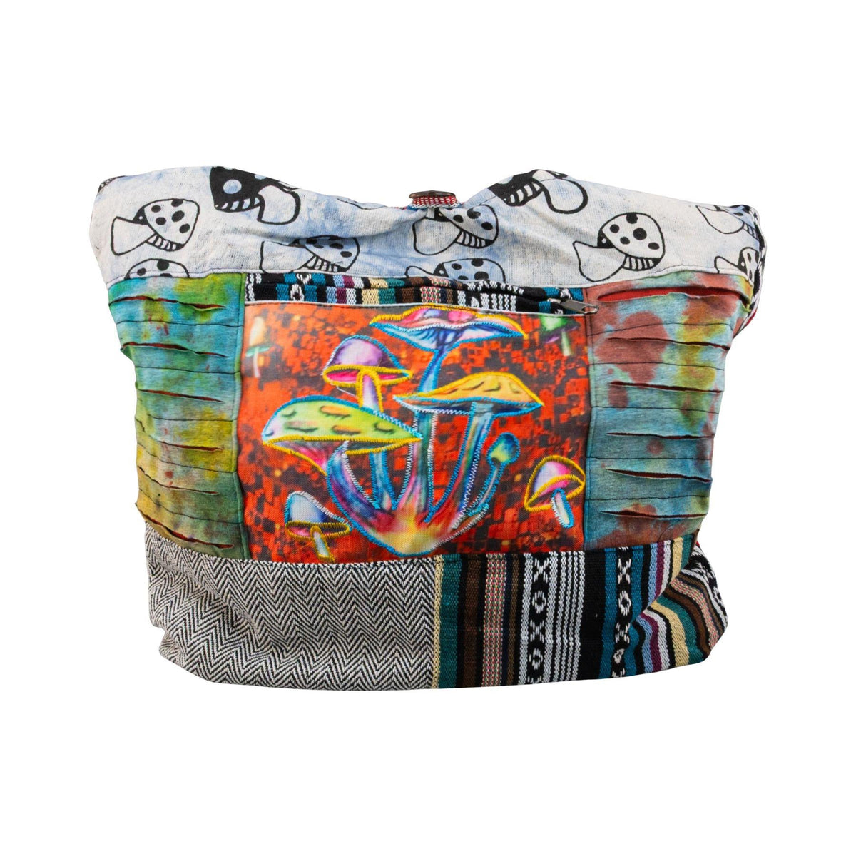 ThreadHeads Mushroom Razer-Cut Patchwork Sling Bag