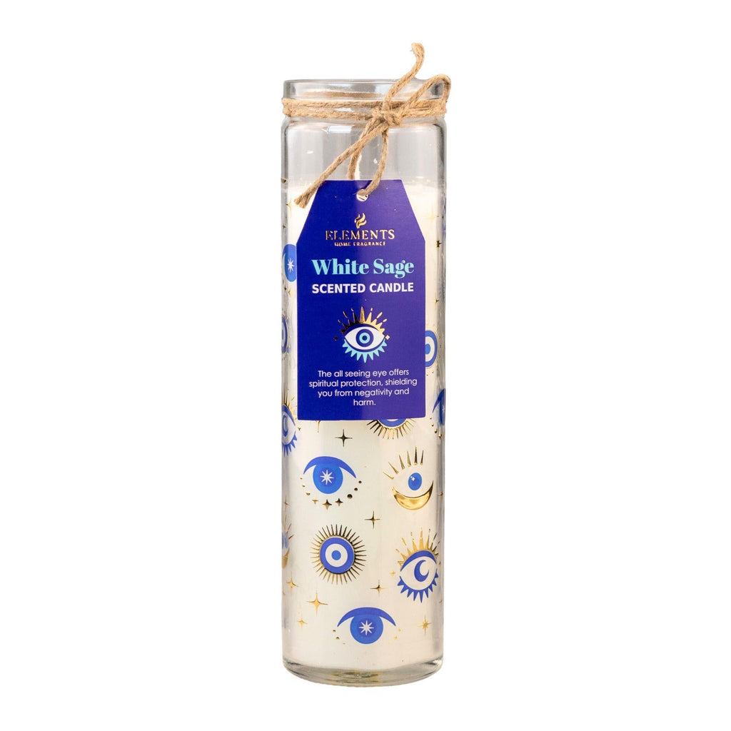 White Sage Evil Eye Pillar Candle