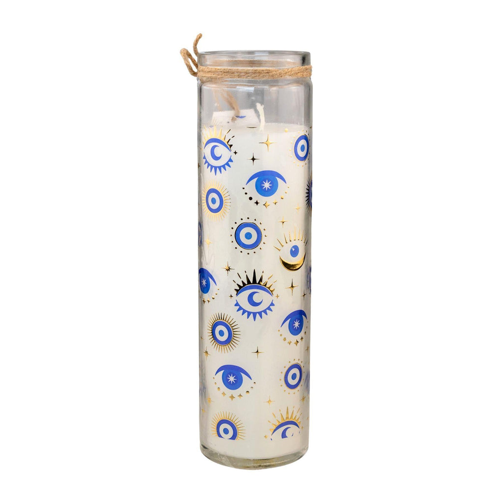 White Sage Evil Eye Pillar Candle
