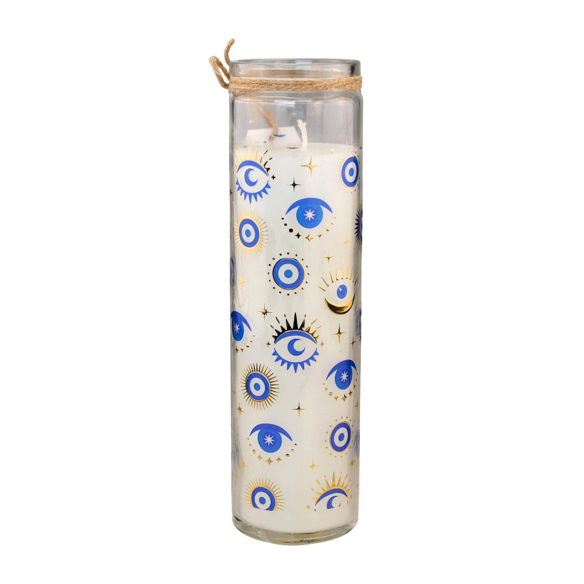 White Sage Evil Eye Pillar Candle