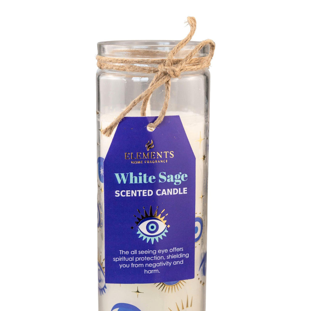 White Sage Evil Eye Pillar Candle