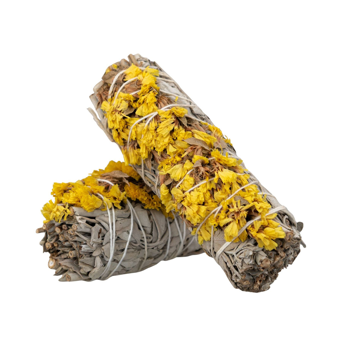 Sage with Yellow Sinuata Smudge Stick