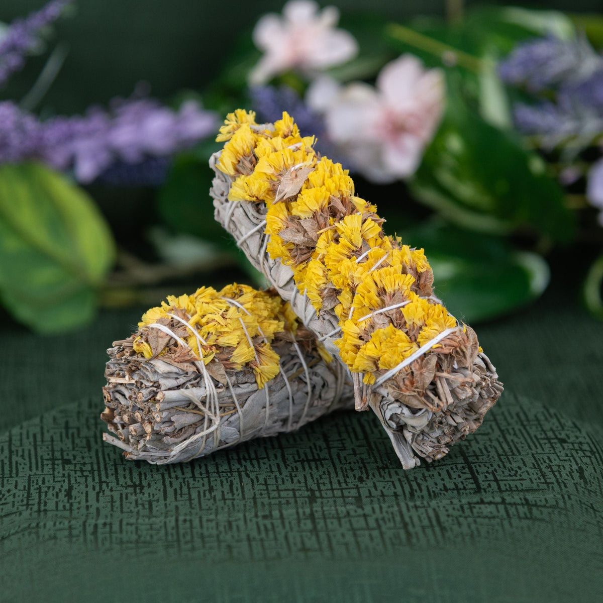 Sage with Yellow Sinuata Smudge Stick