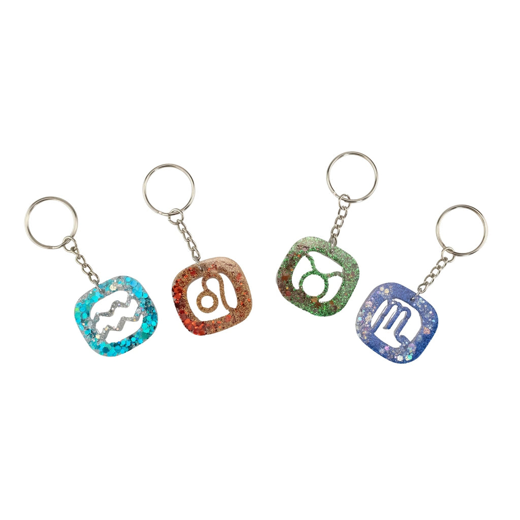 Glitter Resin Zodiac Keychains