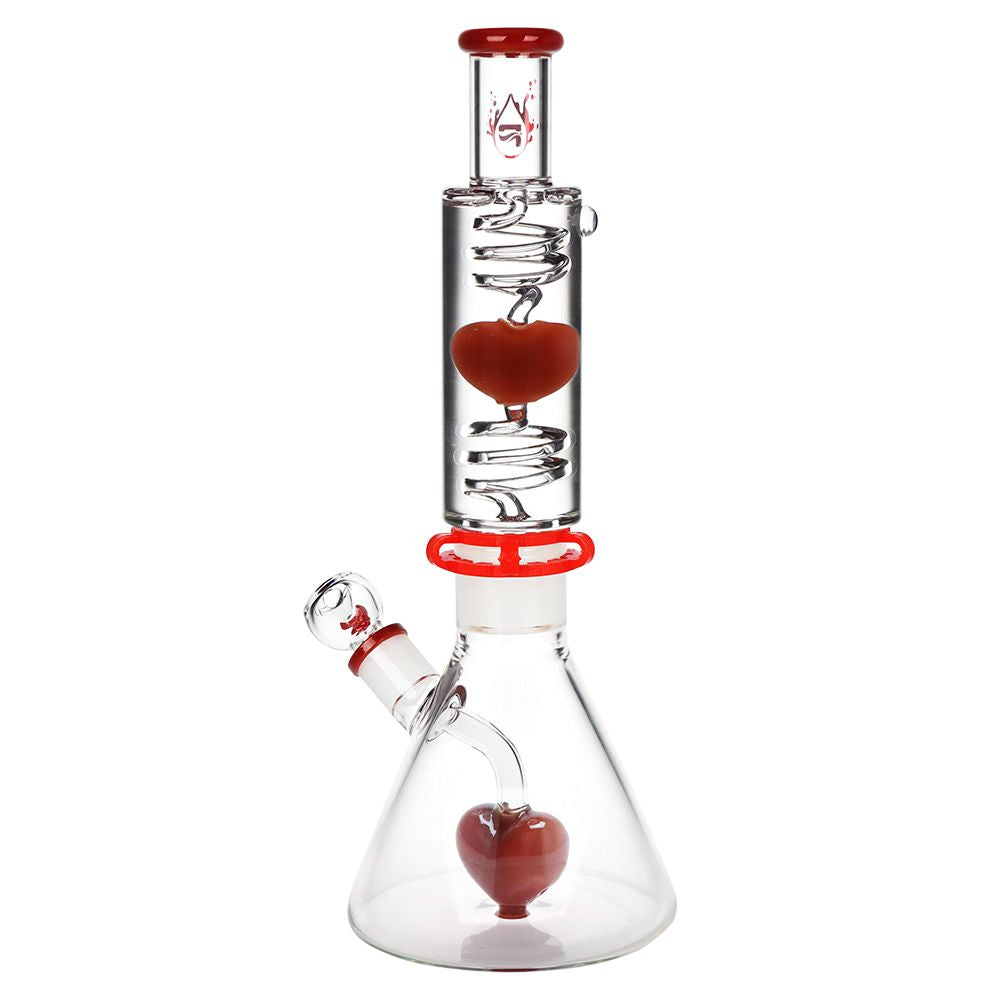 Pulsar ~ Love Heart Beat Glycerin Beaker Glass Water Pipe - 14" / 19mm F