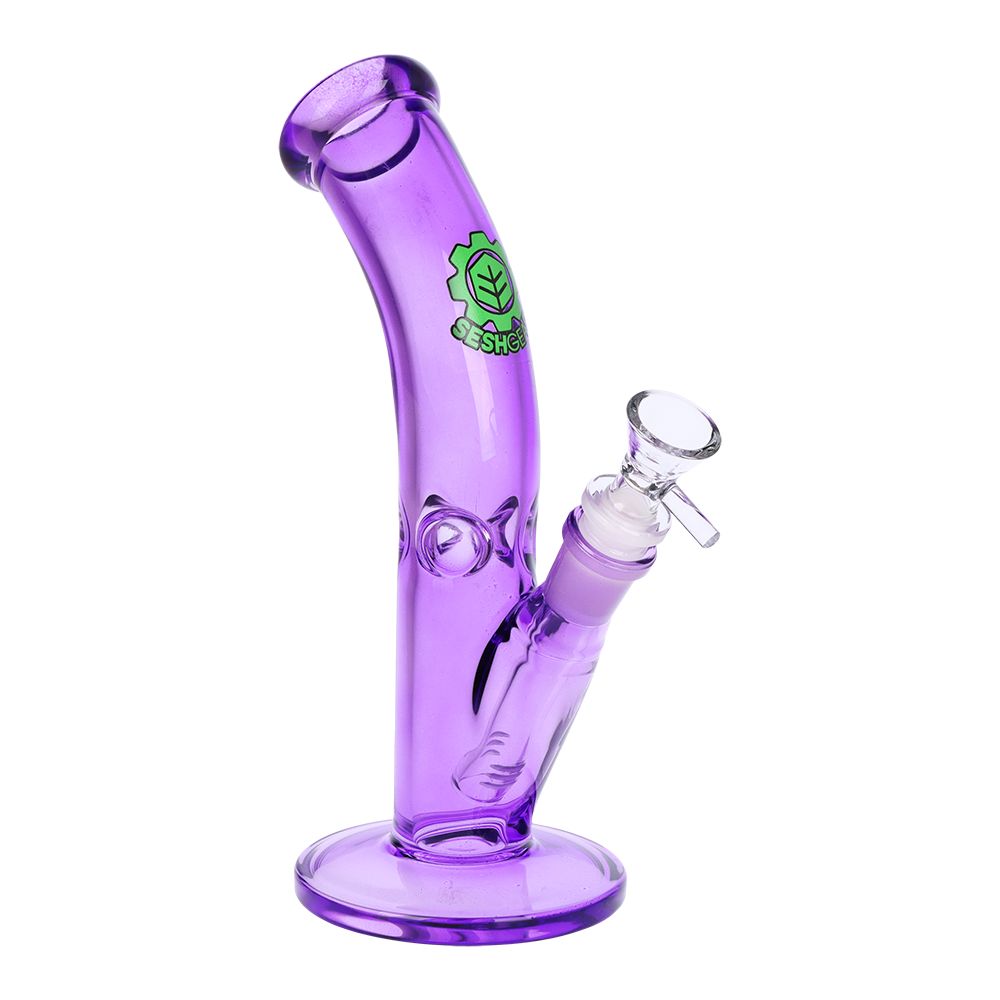 SeshGear ~ Lean Back Bent Tube Colored Glass Water Pipe | 9" | 14mm F