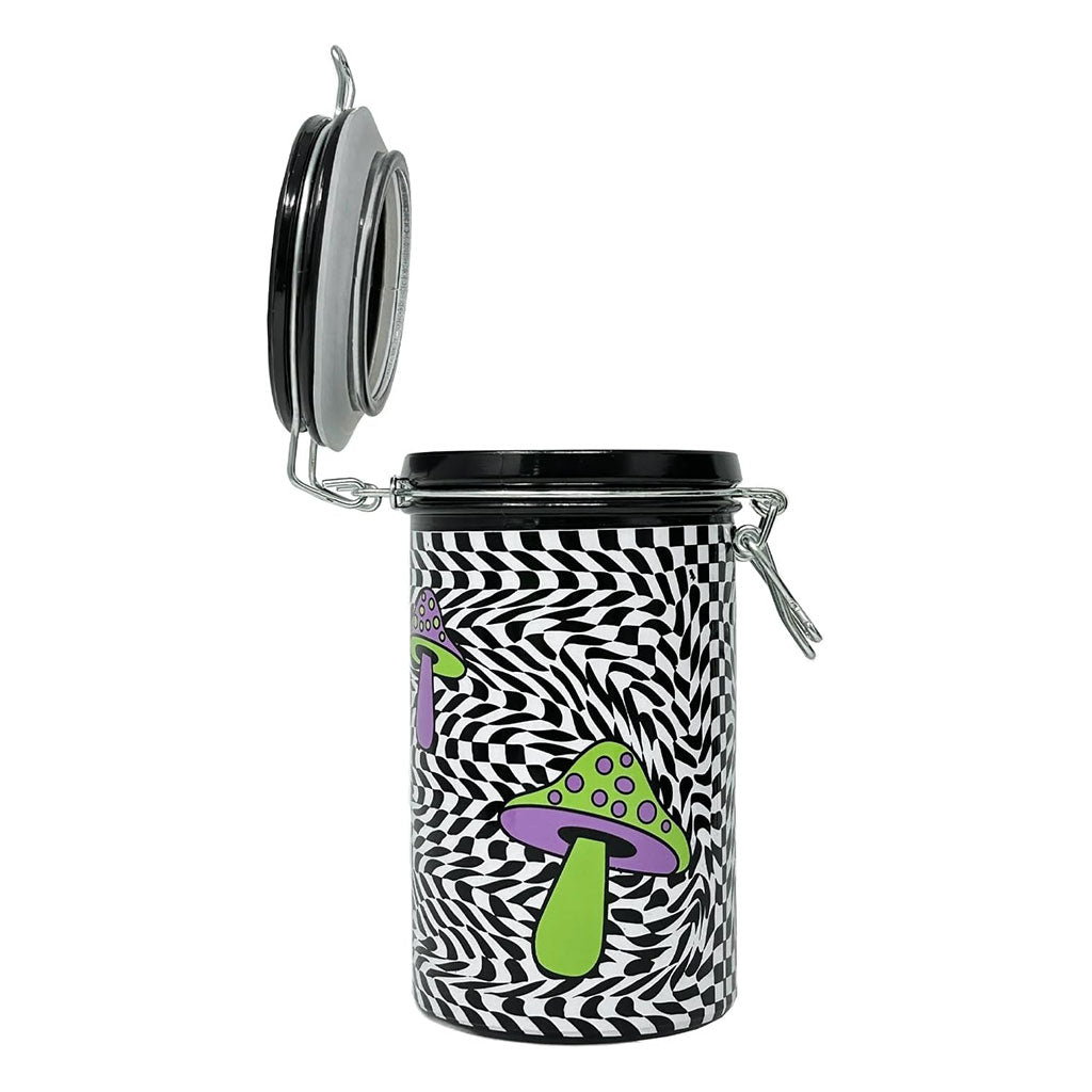 Honeybee Herb ~ TRIPPY MUSHROOM CHECKBOARD STORAGE JAR
