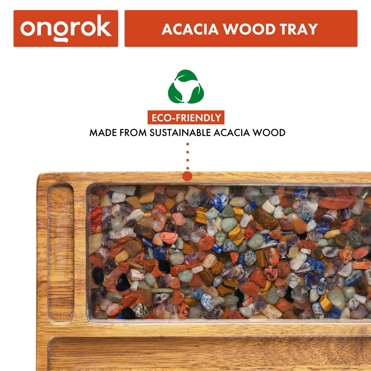 Ongrok - Premium Natural Acacia Wood Tray | 9.5" x 9.5"