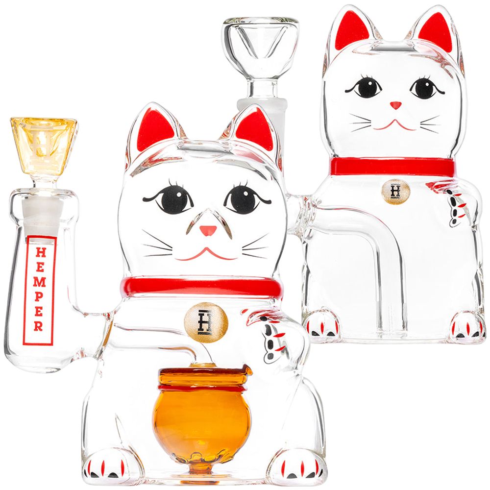 HEMPER - Lucky Money Cat Glass Water Pipe | 14mm F