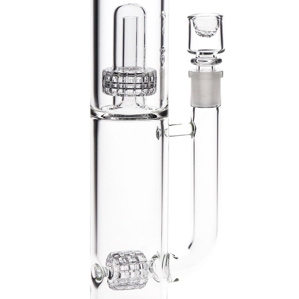 Pulsar~  Kink Neck Double Chamber Chugger Glass Water Pipe - 17.25" / 14mm F