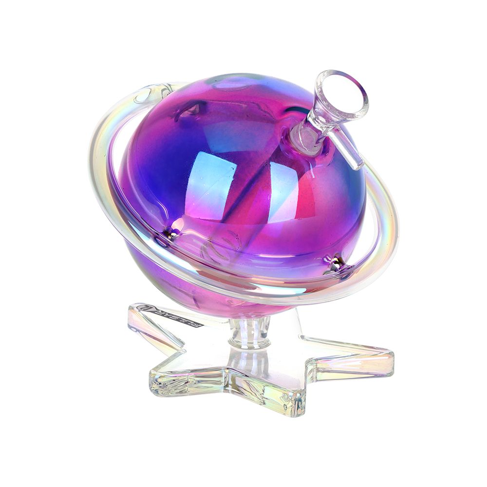 Pulsar ~ Planetary Ring Electroplated Glass Water Pipe - 5.5" / 14mm F