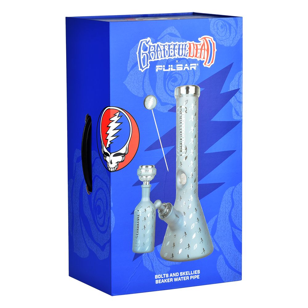 Pulsar ~ Grateful Dead x Pulsar Bolts And Skellies Glass Beaker Water Pipe Set | 13.75" | 14mm F