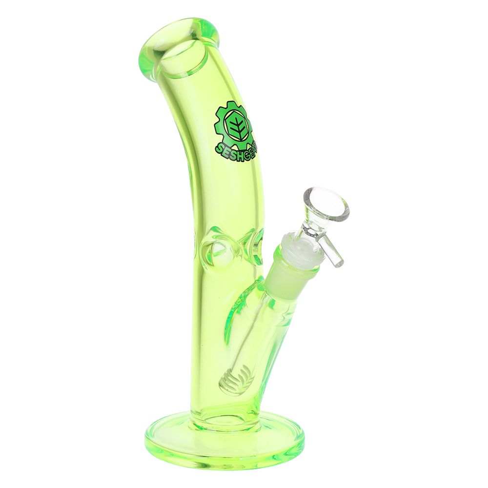 SeshGear ~ Lean Back Bent Tube Colored Glass Water Pipe | 9" | 14mm F
