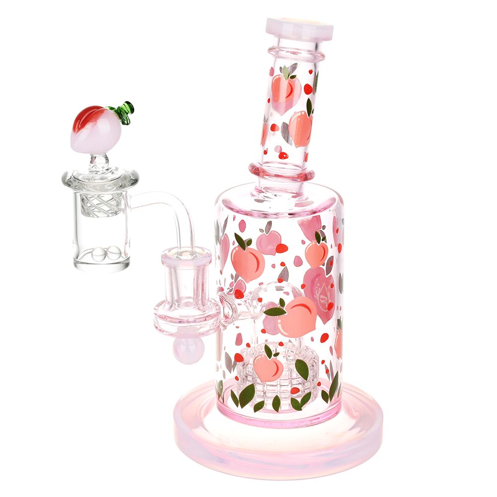 Pulsar ~ Fruit Series Peaches & Cream Glow in The Dark Dab Rig Kit - 8" / 14mm F