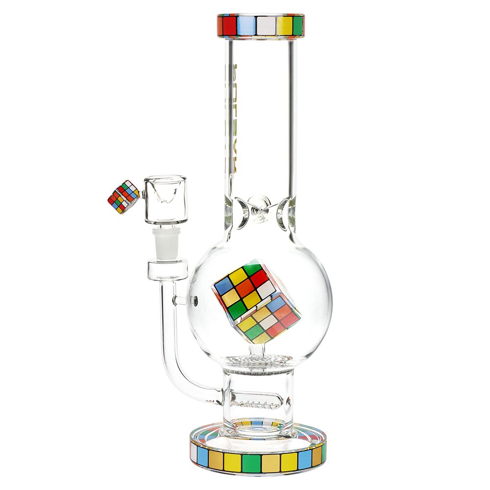 Pulsar ~ Rubik's Cube Perc Bubble Base Glass Water Pipe - 12.5"