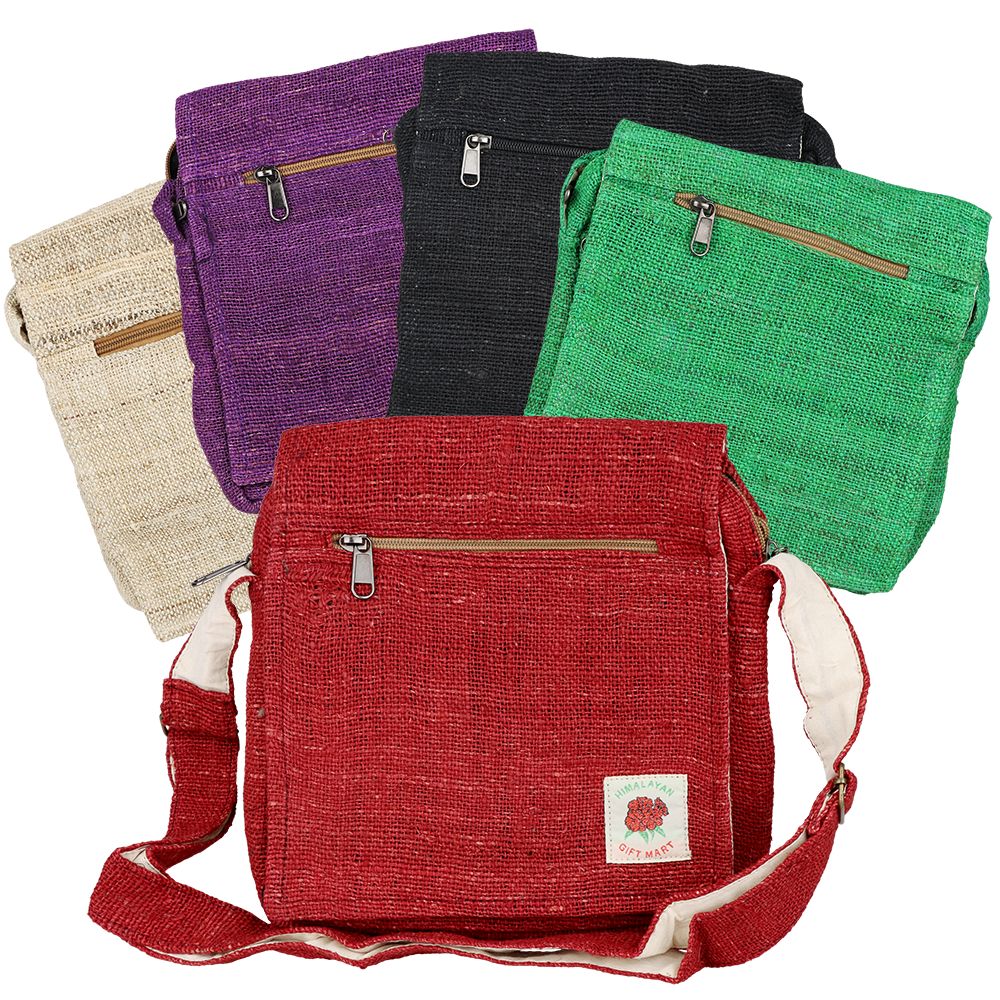 Himalayan Hemp Messenger Shoulder Bag - 10" x 11"