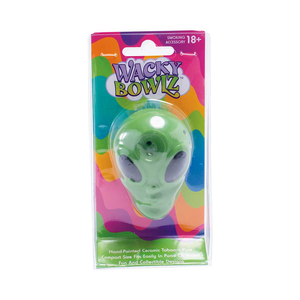 WACKY BOWLZ - GREEN ALIEN CERAMIC PIPE