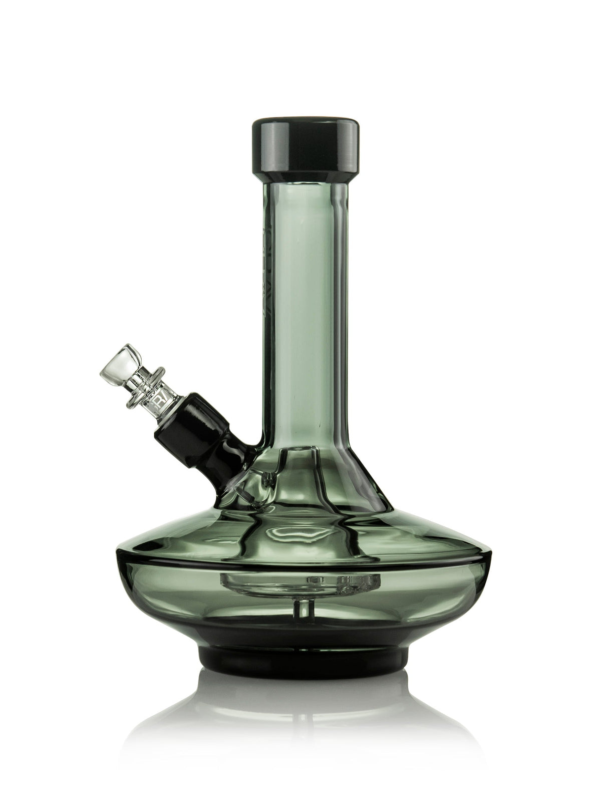 GRAV® > Small Wide Base Water Pipe in Smoke with Black Accents