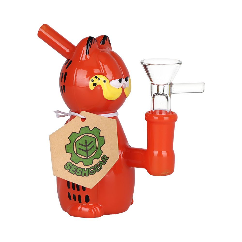 SeshGear ~ Lasagna Lovin' Cat Glass Water Pipe - 4.5" / 14mm F