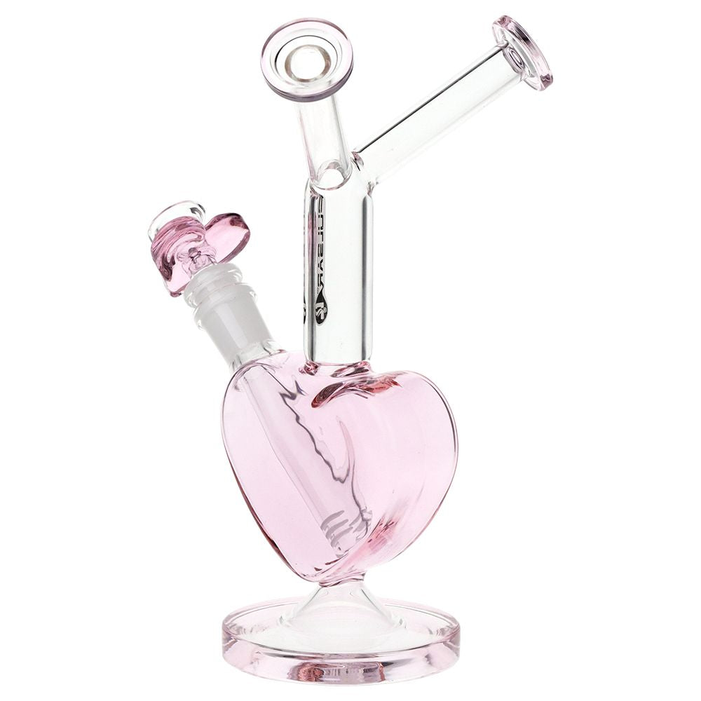 Pulsar ~ Double Kiss Heart Glass Water Pipe - 11" / 14mm F